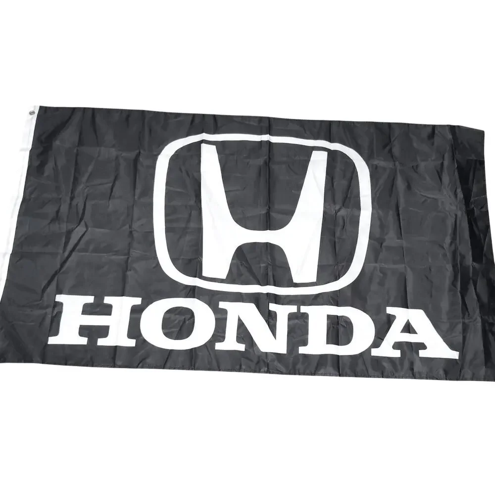 Honda Flag 3×5 ft Black White Logo Polyester Canvas Header Brass Grommets